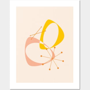 Mid Century Modern Abstract in Yellow, Peach and Orange Posters and Art